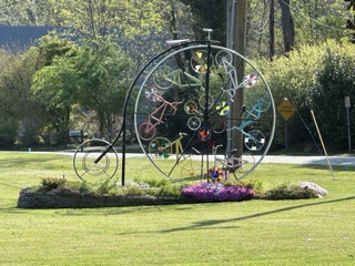Colorful bicycle art sculpture Tryon NC arts community
